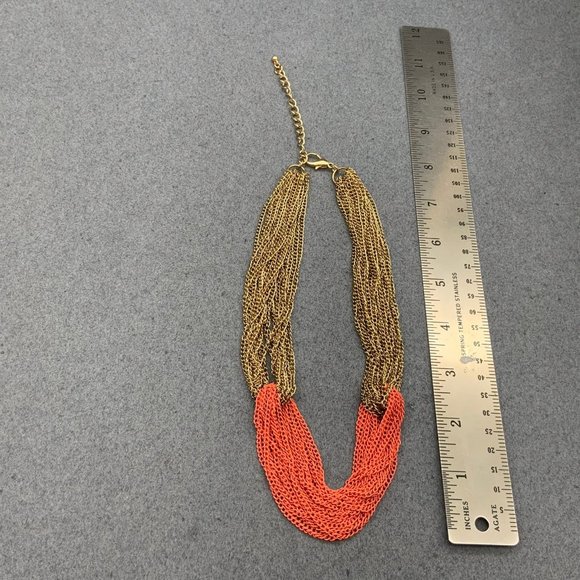 Gold Salmon Multichain Necklace Twist Retro Chunky - Picture 8 of 8